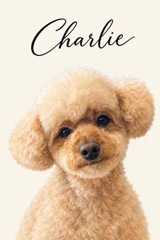 Charlie's AI portrait in the Signature Name style: a soft painted portrait on cream with "Charlie" in elegant script