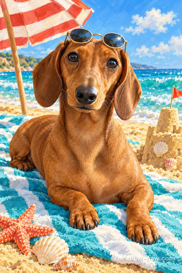 Dachshund as a Beach Day portrait