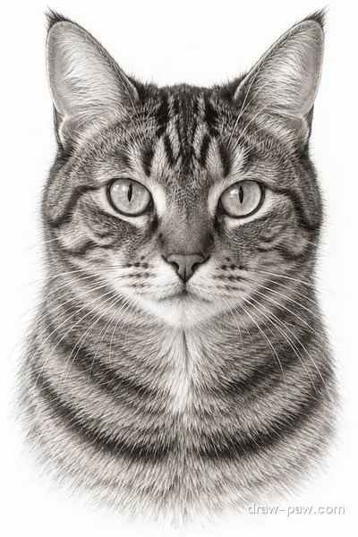Tabby cat as a Pencil Sketch portrait