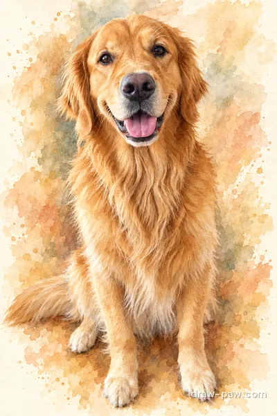 Golden retriever as a Soft Watercolour portrait
