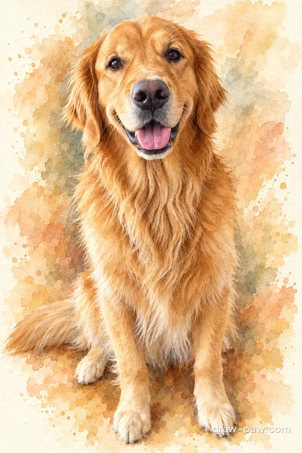 Golden retriever as a Soft Watercolour portrait